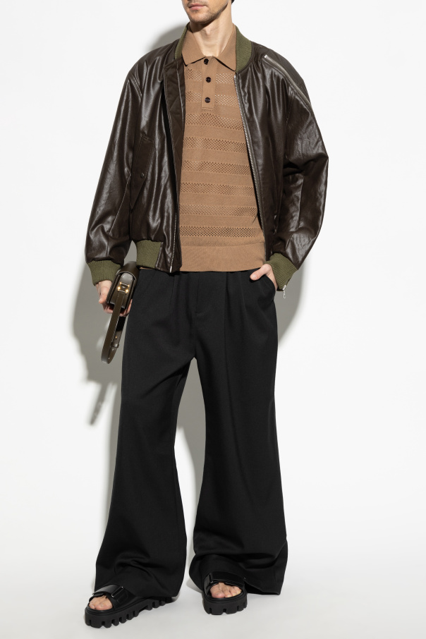 ジャケット・アウター Dries Van Noten Leather Jacket Dries Van Noten Lanvers Bomber Jacket - Black (Leather
